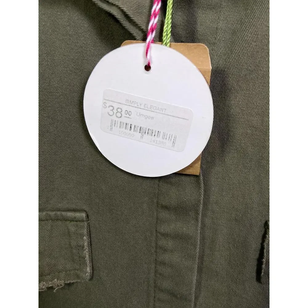 Umgee Women's Olive Green Army Military Button Up Frayed Hem Jacket, Size 2XLT - Picture 5 of 15